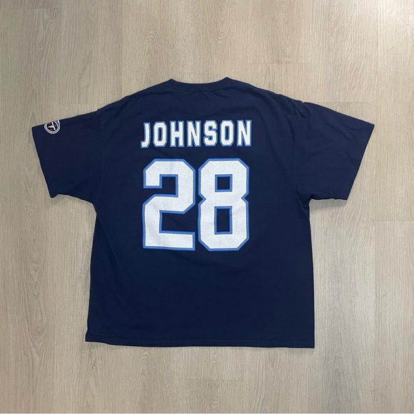 WORN Tennessee Titans NFL Chris Johnson (CJ2K) #28 Tee “Navy” - Picture 5 of 6